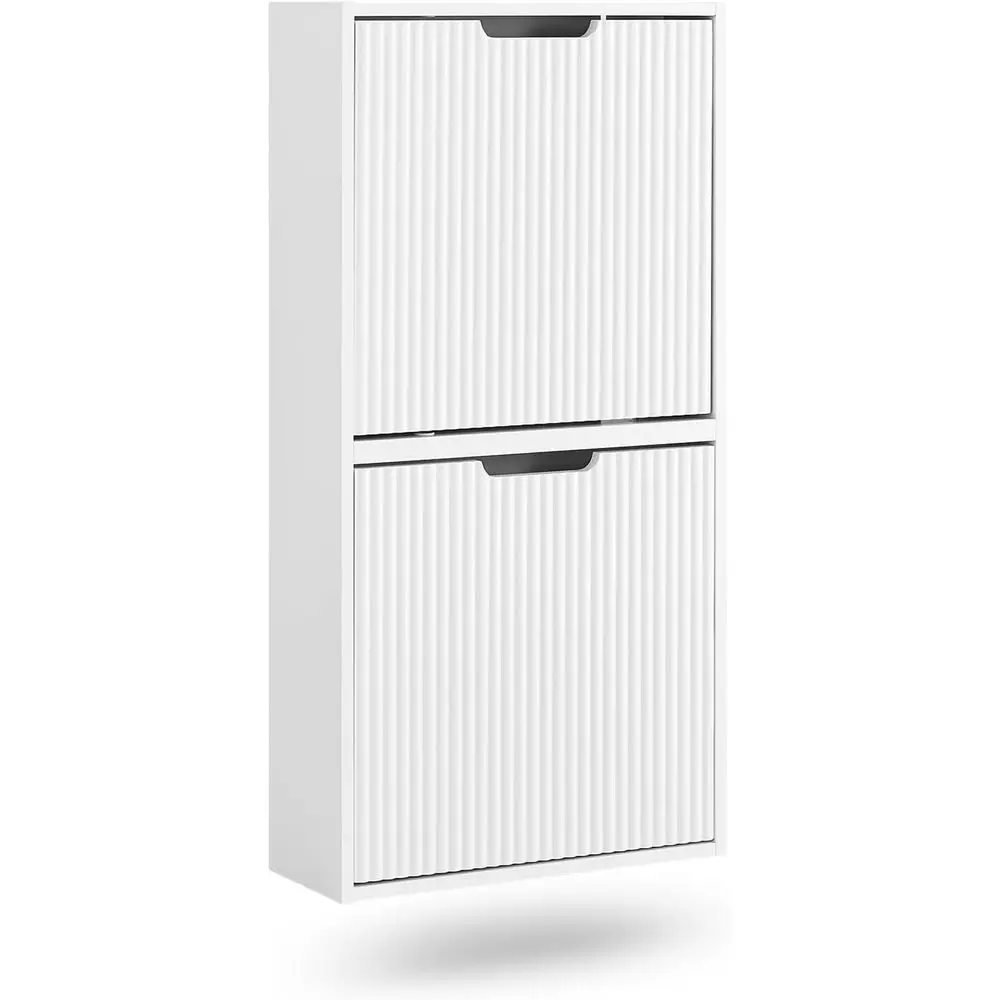 White Wall Mounted Slim Shoe Cabinet with 2 Lip Doors for Entryway
White Wall Mounted Slim Shoe Cabinet with 2 Lip Doors for Entryway