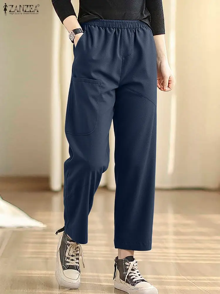 ZANZEA Casual Trousers Women Elegant Pleated Long Pants Elastic Waist Solid Pockets Loose Pant Korean Style Bottoms 2025
ZANZEA Casual Trousers Women Elegant Pleated Long Pants Elastic Waist Solid Pockets Loose Pant Korean Style Bottoms 2025