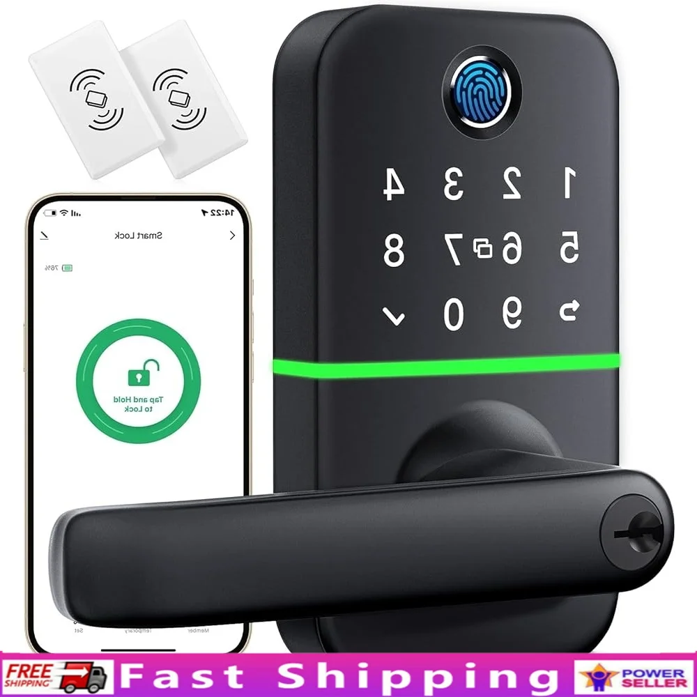 Smart Fingerprint Door Lock Keyless Entry Keypad Electronic Knob Auto-Lock Biometric Security with App Control Easy Installation
Smart Fingerprint Door Lock Keyless Entry Keypad Electronic Knob Auto-Lock Biometric Security with App Control Easy Installation