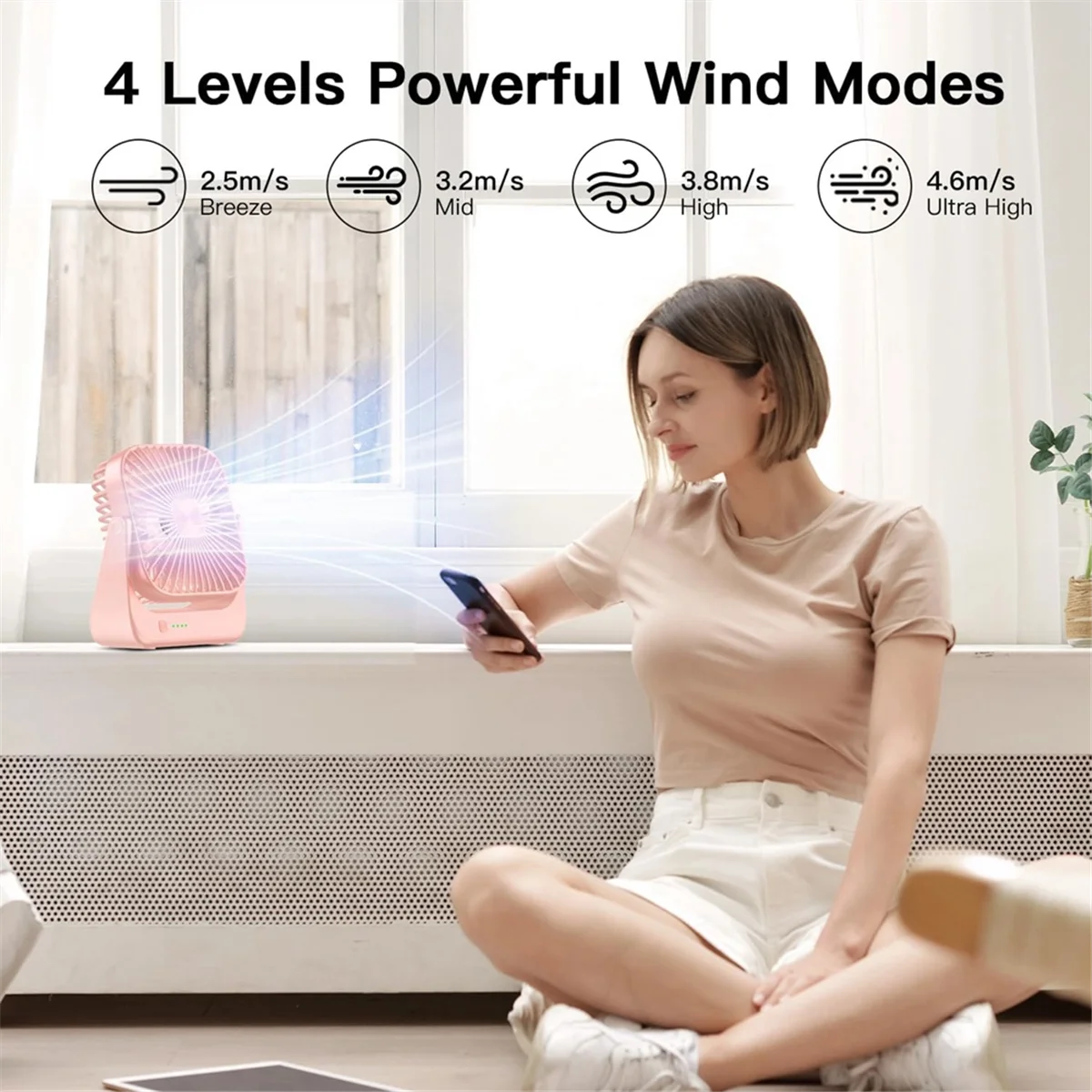 ABXHH Desk Fan 4 Speeds Stronger Cooling Airflow Portable Small Fan Rechargeable Quiet Personal Mini Fan for Home Office Pink
ABXHH Desk Fan 4 Speeds Stronger Cooling Airflow Portable Small Fan Rechargeable Quiet Personal Mini Fan for Home Office Pink