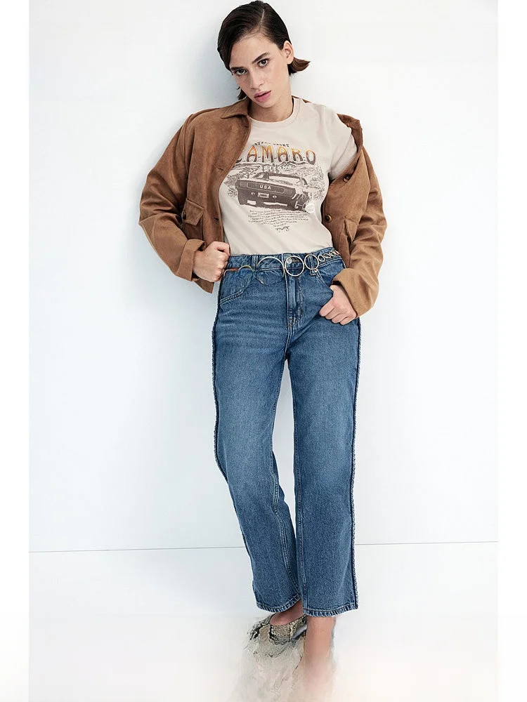 High Waist Ankle-Length Straight Leg Jeans Cotton 100% Natural Waist Long Pants HM Summer Collection 2025
High Waist Ankle-Length Straight Leg Jeans Cotton 100% Natural Waist Long Pants HM Summer Collection 2025