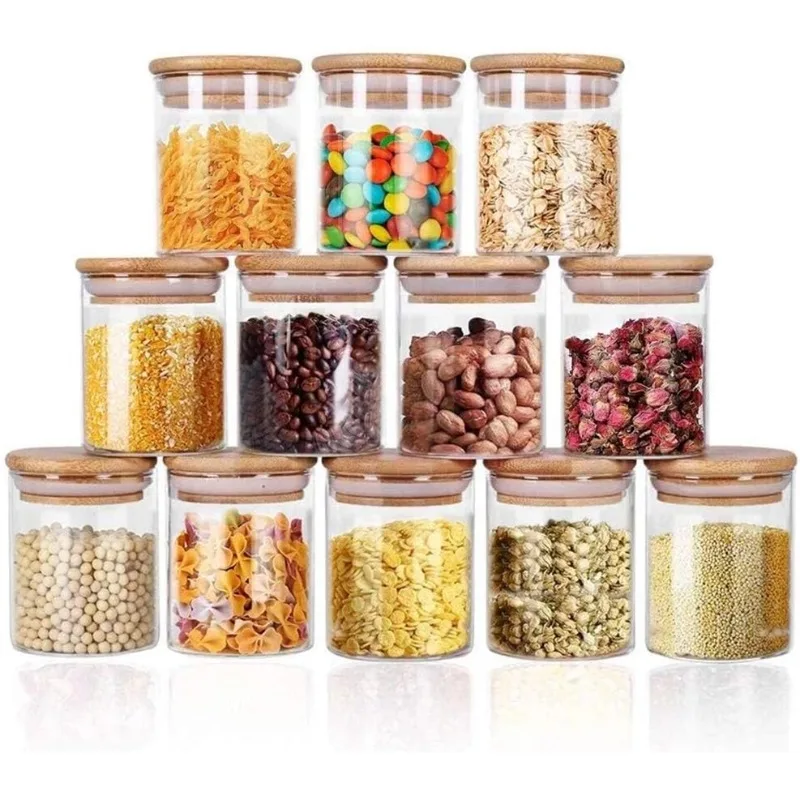 12 Glass Jars Set with Bamboo Airtight Lids and Labels, Food Cereal Storage Large Spice Containers for Kitchen Salt Sugar Grains
12 Glass Jars Set with Bamboo Airtight Lids and Labels, Food Cereal Storage Large Spice Containers for Kitchen Salt Sugar Grains