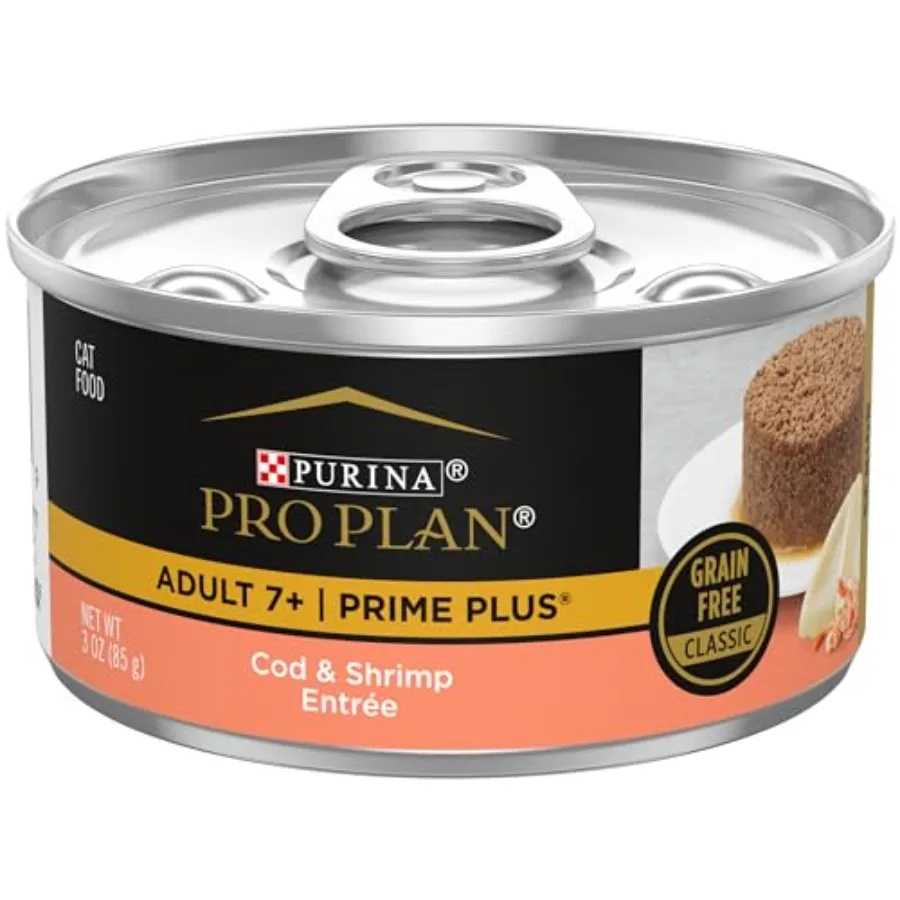 Grain Free Senior Wet Cat Food Pate SENIOR Prime Plus Cod and Shrimp Entree - Pack of 24 3 oz. Pull-Top Cans
Grain Free Senior Wet Cat Food Pate SENIOR Prime Plus Cod and Shrimp Entree - Pack of 24 3 oz. Pull-Top Cans