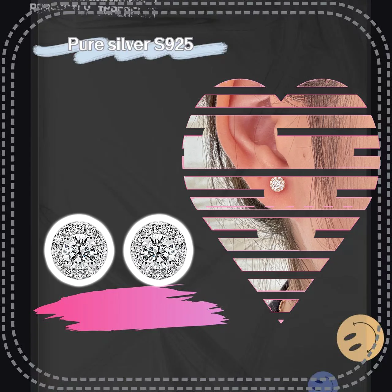 Pure silver S925T home style women's jewelry, American round inlaid earrings, engagement gift for girlfriend, betrothal gift
Pure silver S925T home style women's jewelry, American round inlaid earrings, engagement gift for girlfriend, betrothal gift