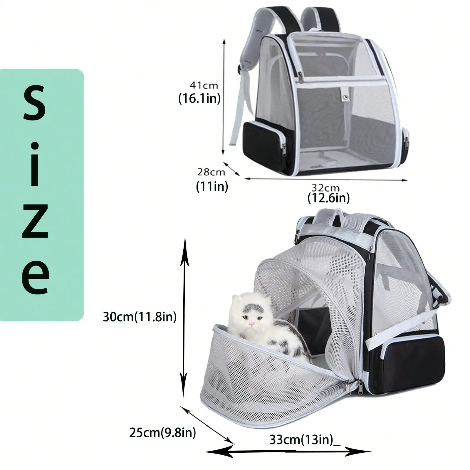 Cat-Dog Pet Backpack Expandable For Cats, Dogs And Small Animals, Portable Pet Travel Bag, Ultra Ventilated Design, Airline Approved Checked Bag, Suitable For Traveling/Hiking/Camping, Black
Cat-Dog Pet Backpack Expandable For Cats, Dogs And Small Animals, Portable Pet Travel Bag, Ultra Ventilated Design, Airline Approved Checked Bag, Suitable For Traveling/Hiking/Camping, Black