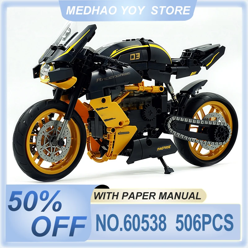 New 60538 MOC Technical Motorcycle Building Blocks Model Sports Vehicle Bricks Assembling Puzzle Toys for Boys Chrismas Gift Set
New 60538 MOC Technical Motorcycle Building Blocks Model Sports Vehicle Bricks Assembling Puzzle Toys for Boys Chrismas Gift Set