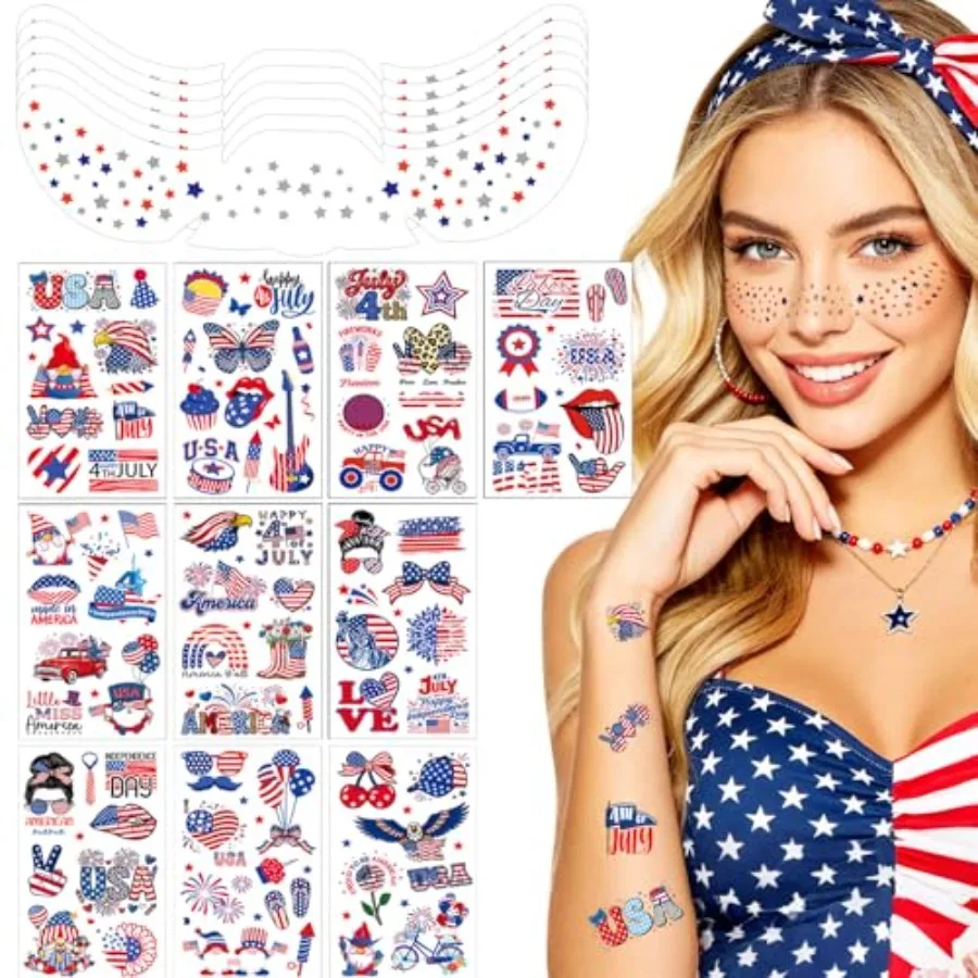 116Pcs Fourth of July Face Tattoos, 6Pcs 4th of July Face Tattoos and 110 Pcs Patriotic Temporary Tattoos for Independence Day
116Pcs Fourth of July Face Tattoos, 6Pcs 4th of July Face Tattoos and 110 Pcs Patriotic Temporary Tattoos for Independence Day