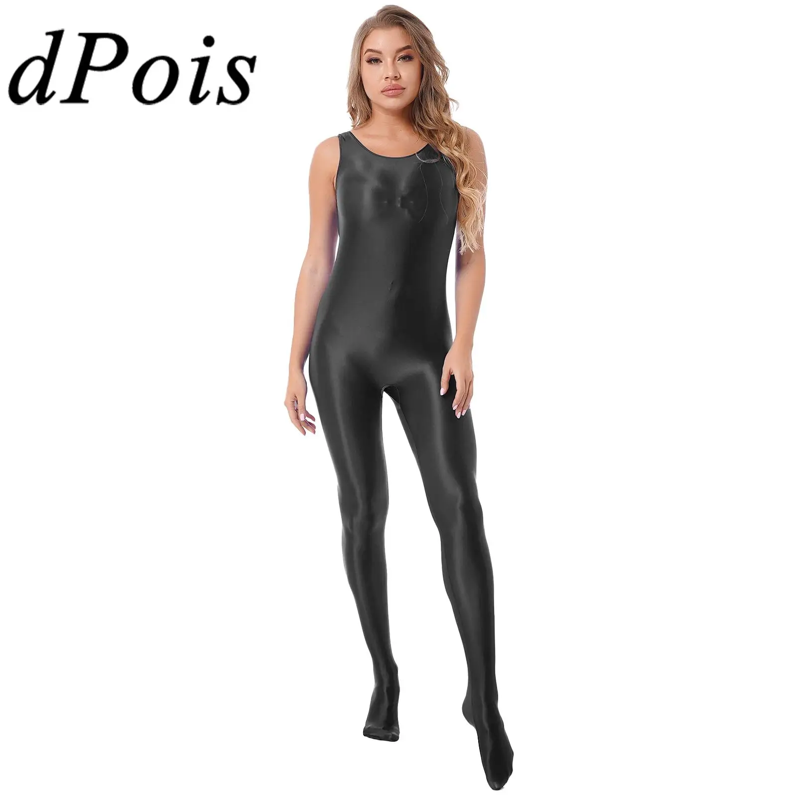 Womens Jumpsuit Glossy Lingerie Sleeveless Full Body Bodysuit for Yoga Gymnastics Fitness Swimming Suit Pole Dance Clubwear
Womens Jumpsuit Glossy Lingerie Sleeveless Full Body Bodysuit for Yoga Gymnastics Fitness Swimming Suit Pole Dance Clubwear