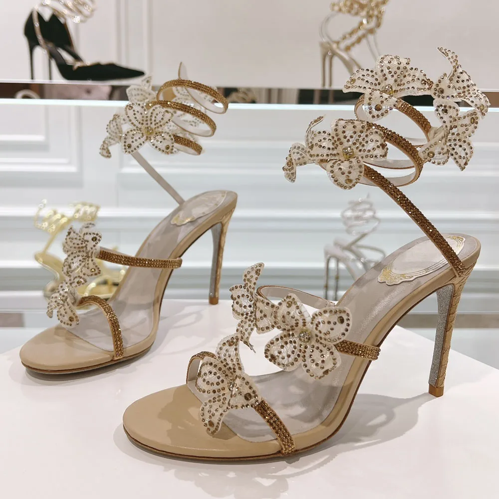 New Summer Flower Lace High Heel Sandals for Women Shiny Rhinestone Snake Shape Stretch Party Shoes 2025
New Summer Flower Lace High Heel Sandals for Women Shiny Rhinestone Snake Shape Stretch Party Shoes 2025