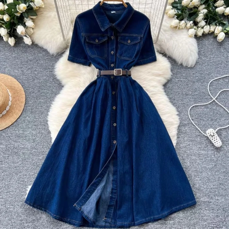 2025 Retro Style High-quality Cotton Split Waist Belt Design Women's Denim Dress Fashion Versatile Straight Tube Denim Skirt Set
2025 Retro Style High-quality Cotton Split Waist Belt Design Women's Denim Dress Fashion Versatile Straight Tube Denim Skirt Set