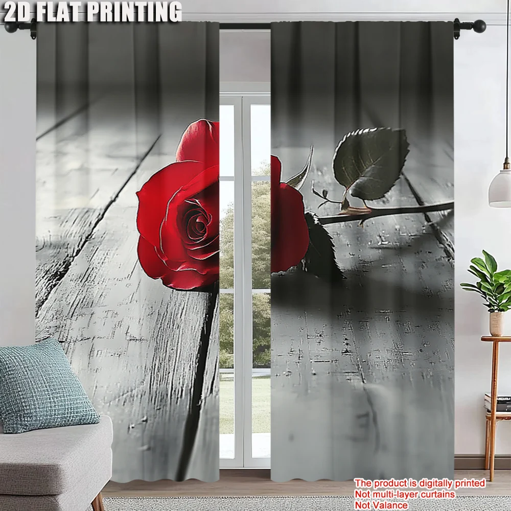 2Pcs Art Decor Romantic Red Rose Window Curtains Valentine'S Day Dreamy Decorative Drapes Machine Washable For Bedroom And 
2Pcs Art Decor Romantic Red Rose Window Curtains Valentine'S Day Dreamy Decorative Drapes Machine Washable For Bedroom And
