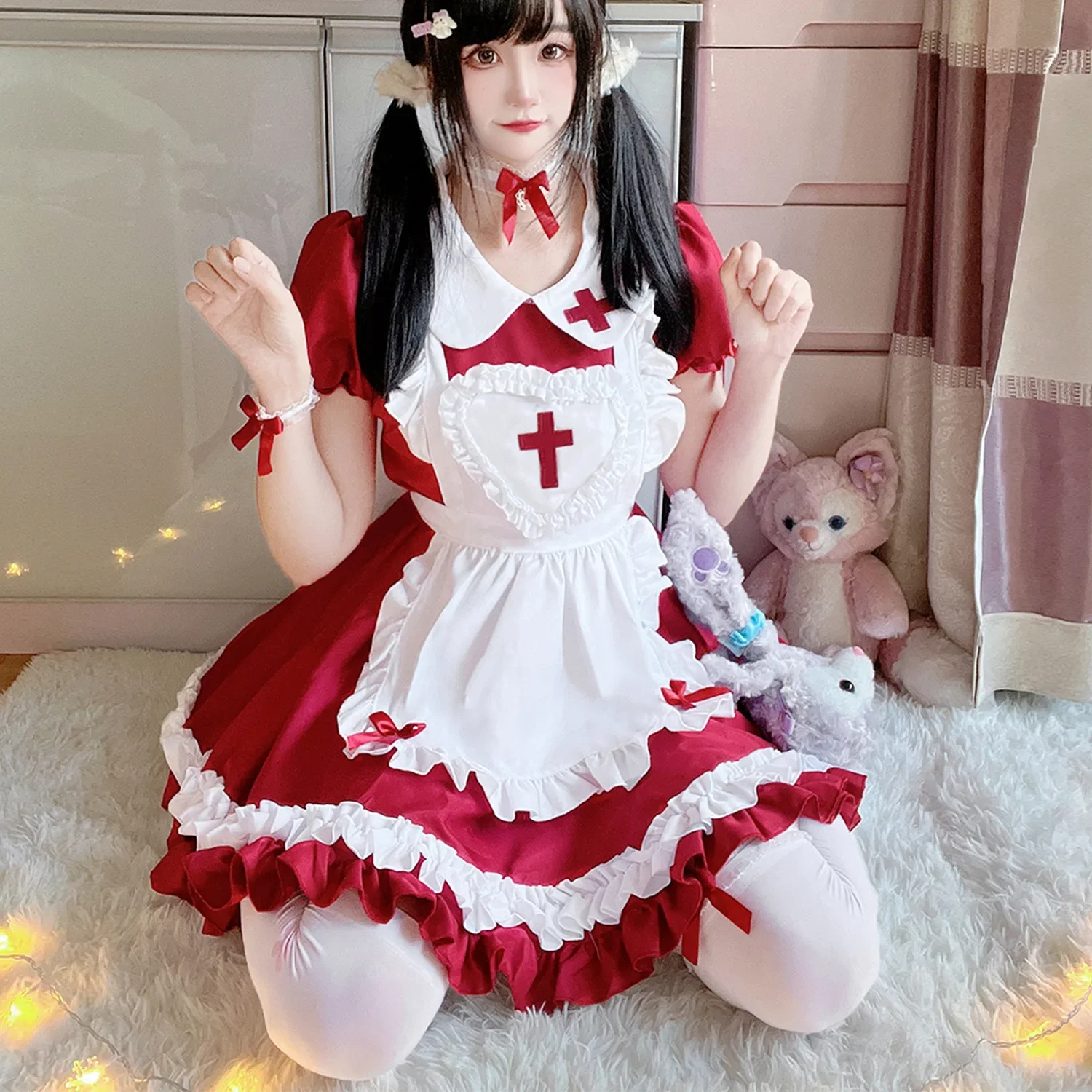 Original Japanese Soft Girl Lolita Wine Red Cross Maid Cosplay Costume Anime Clothes
Original Japanese Soft Girl Lolita Wine Red Cross Maid Cosplay Costume Anime Clothes