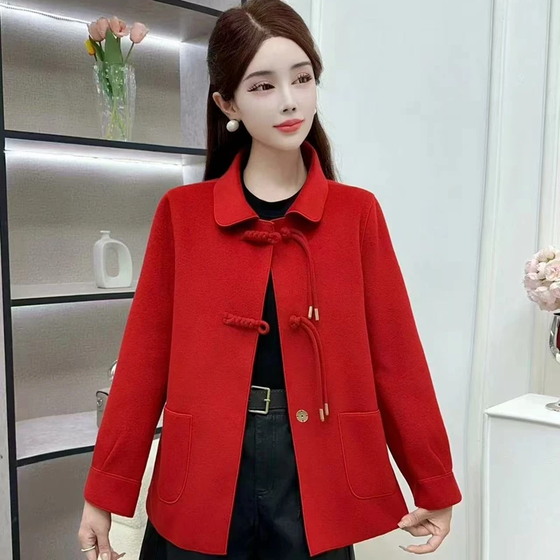 Double-Faced Velvet Woolen Jaet Women's ort Sle Button-Up Loose Top Coat Large Size Spring Autumn Winter New Arrival
Double-Faced Velvet Woolen Jaet Women's ort Sle Button-Up Loose Top Coat Large Size Spring Autumn Winter New Arrival