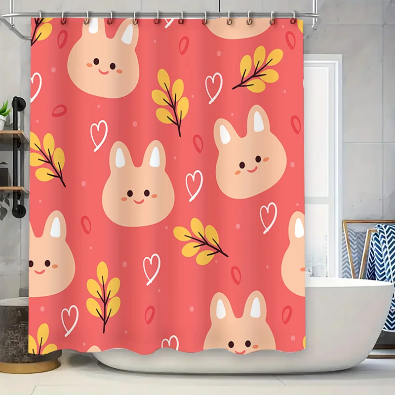 Adorable Bunny Animal Print Shower Curtain for Bathroom Decoration Red Yellow Leaves Pattern with Cute Heart Shape (180 x 240 cm
Adorable Bunny Animal Print Shower Curtain for Bathroom Decoration Red Yellow Leaves Pattern with Cute Heart Shape (180 x 240 cm