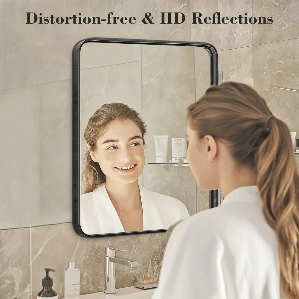 36x24 Inch Wall Mirror with Black Metal Frame Bathroom Elegant Design Durable Water Resistant Easy Installation
36x24 Inch Wall Mirror with Black Metal Frame Bathroom Elegant Design Durable Water Resistant Easy Installation