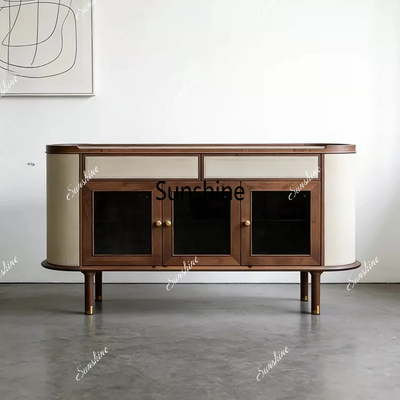 Living room storage dining side cabinet New Chinese-style household solid wood wine cabinet Simple glass cabinet
Living room storage dining side cabinet New Chinese-style household solid wood wine cabinet Simple glass cabinet
