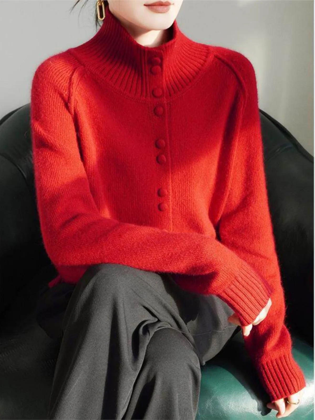 Вязаный кардиган из искусственного меха с длинными рукавами для женщин, свободный крой, красный свитер-жакет, модная верхняя одежда для весны, осени и зимы
Вязаный кардиган из искусственного меха с длинными рукавами для женщин, свободный крой, красный свитер-жакет, модная верхняя одежда для весны, осени и зимы