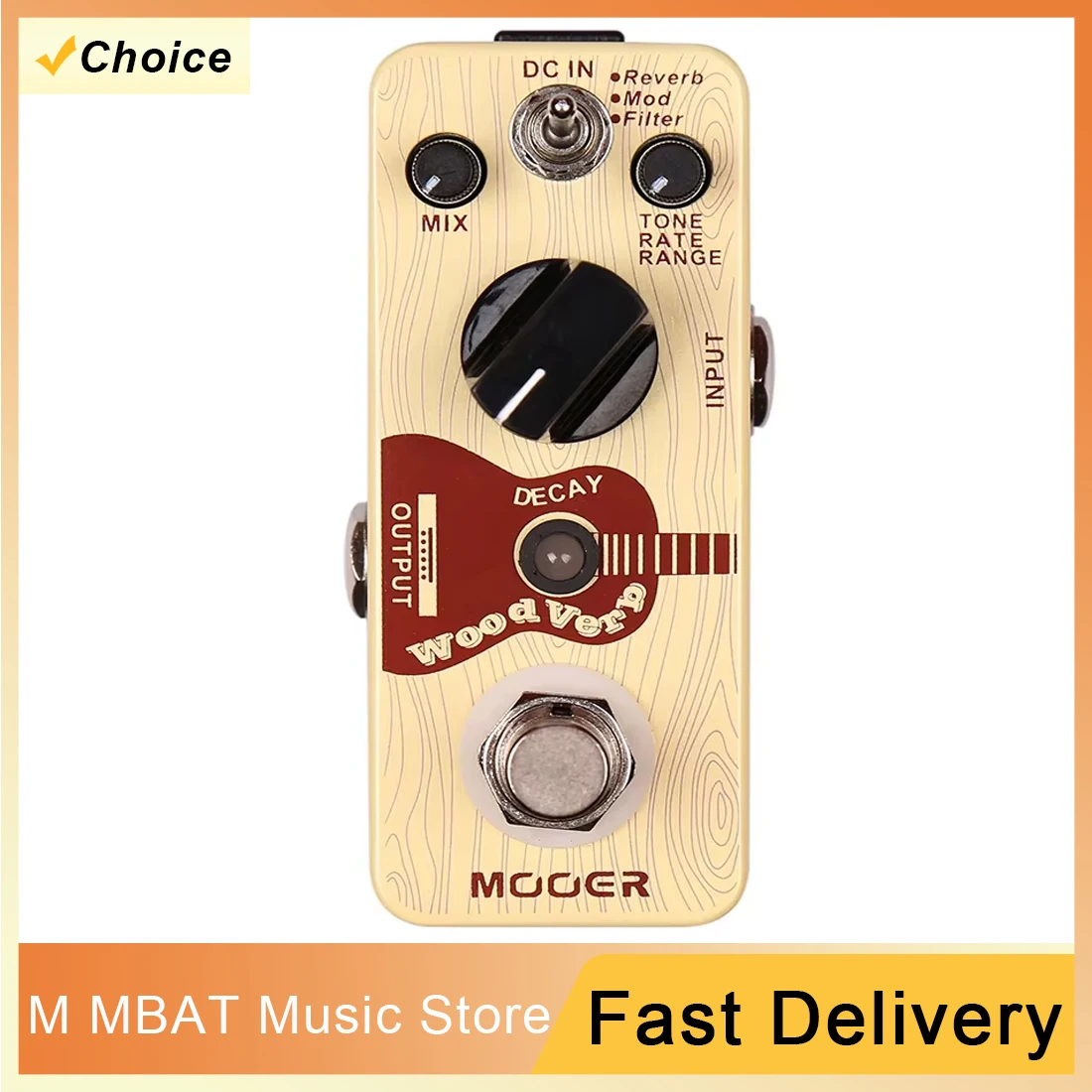 MOOER WoodVerb Acoustic Guitar Effects Pedal Digital Reverb 3 Modes Reverb Mod Filter True Bypass Guitar Parts Accessories
MOOER WoodVerb Acoustic Guitar Effects Pedal Digital Reverb 3 Modes Reverb Mod Filter True Bypass Guitar Parts Accessories