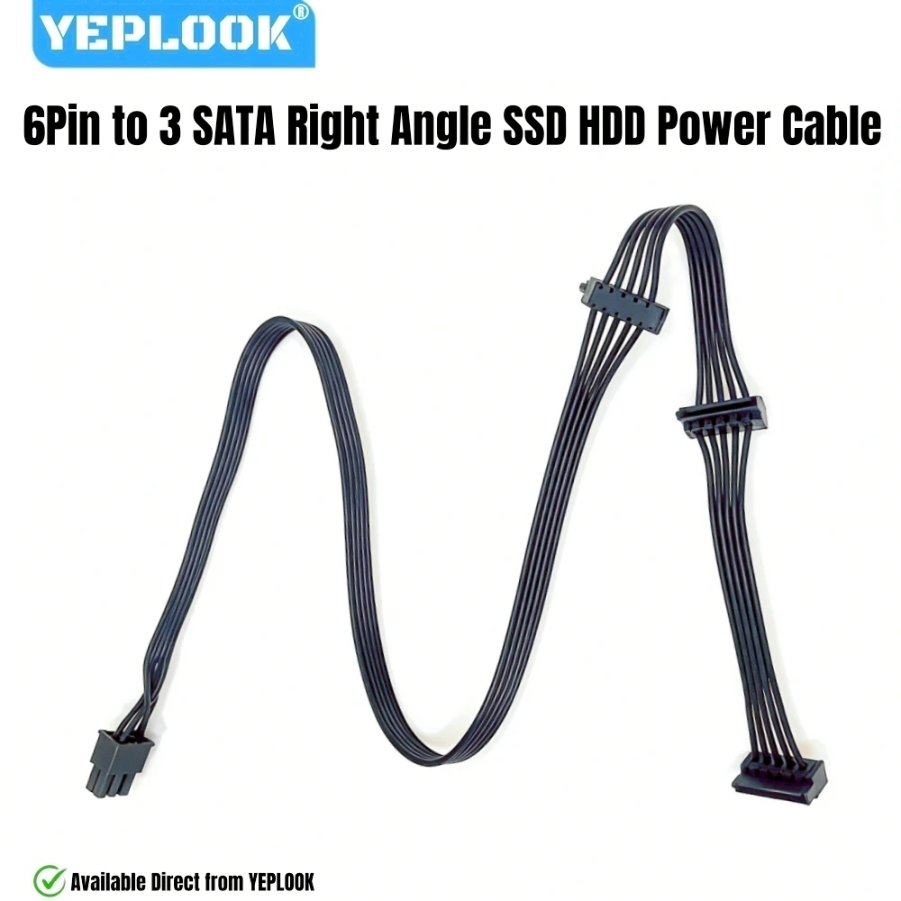 YEPLOOK 6Pin to 3x SATA Angled, SATA Power Cable for HDD SSD, for Corsair RM1000i, RM850i, RM750i, RM650i Type 4 Modular Powers
YEPLOOK 6Pin to 3x SATA Angled, SATA Power Cable for HDD SSD, for Corsair RM1000i, RM850i, RM750i, RM650i Type 4 Modular Powers