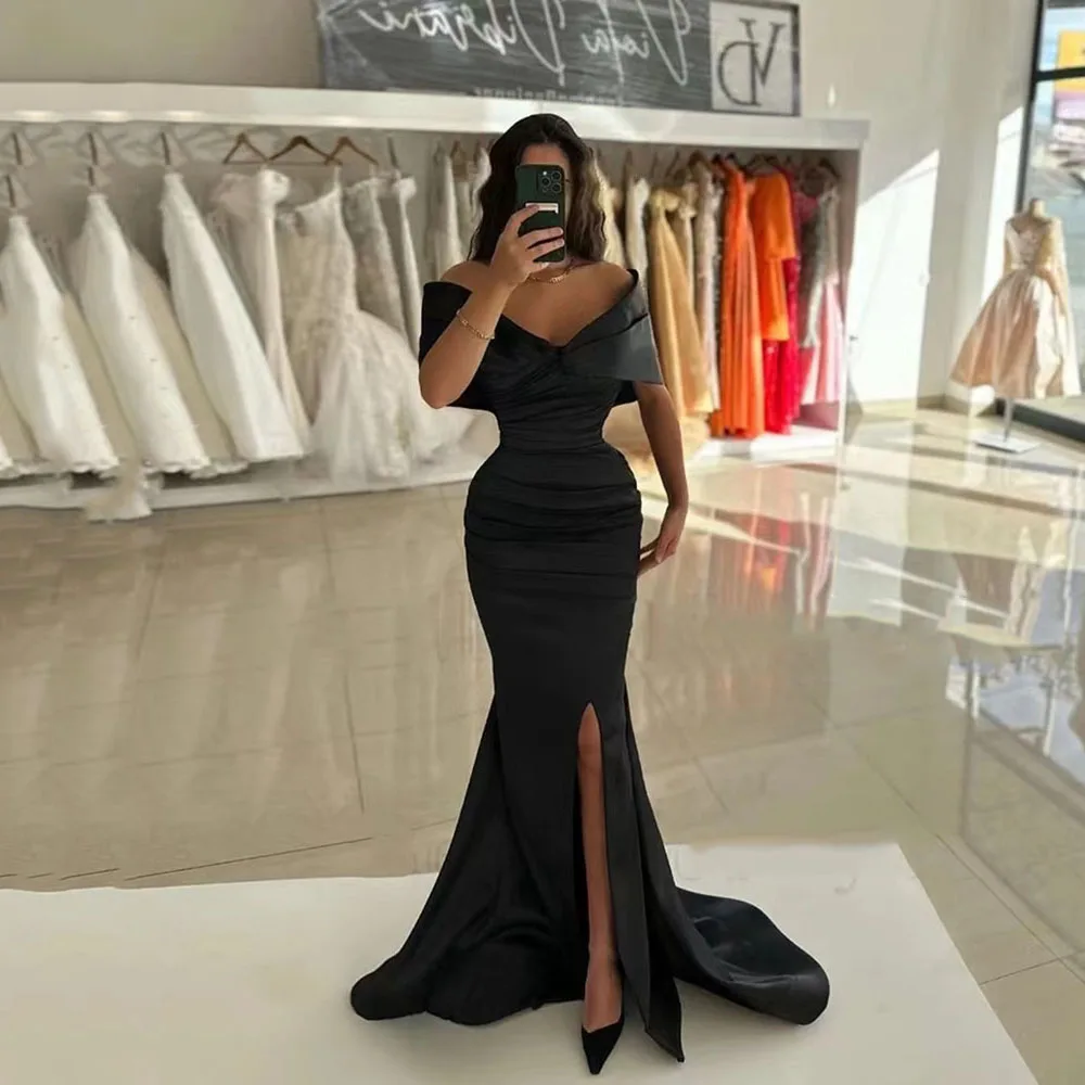 Msikoods Black Simple Evening Dresses For Women Wedding Party Side Slit Prom Gowns Satin Formal Occasion Dress Robe De Soirée
Msikoods Black Simple Evening Dresses For Women Wedding Party Side Slit Prom Gowns Satin Formal Occasion Dress Robe De Soirée