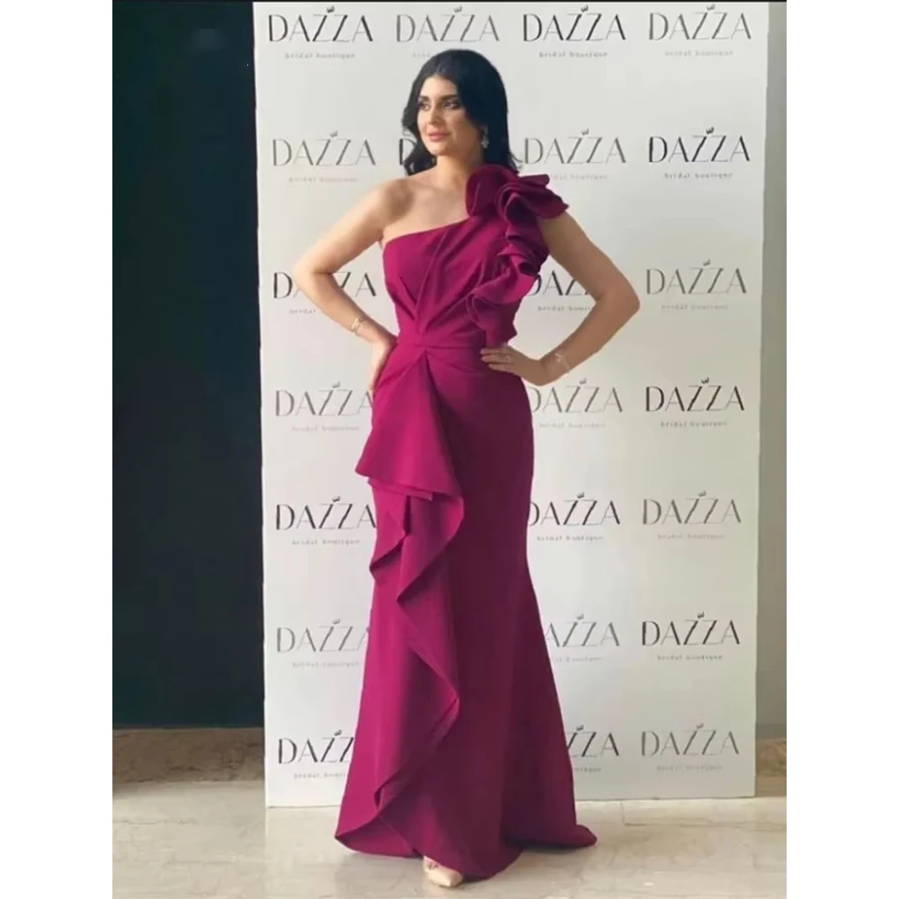 One Shoulder Mermaid Evening Dress Edge Curl Satin Party Gown 2025 Customized Elegant Fuchsia Prom Dresses Formal Occasion
One Shoulder Mermaid Evening Dress Edge Curl Satin Party Gown 2025 Customized Elegant Fuchsia Prom Dresses Formal Occasion