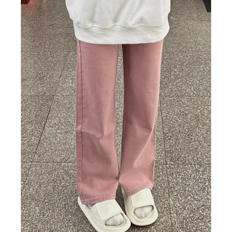 Women Bottoms Vintage Pink High Waist Jeans Casual Straight Wide Leg Pants High Street Baggy Mopping Denim Trouser Ladies Summer
Women Bottoms Vintage Pink High Waist Jeans Casual Straight Wide Leg Pants High Street Baggy Mopping Denim Trouser Ladies Summer