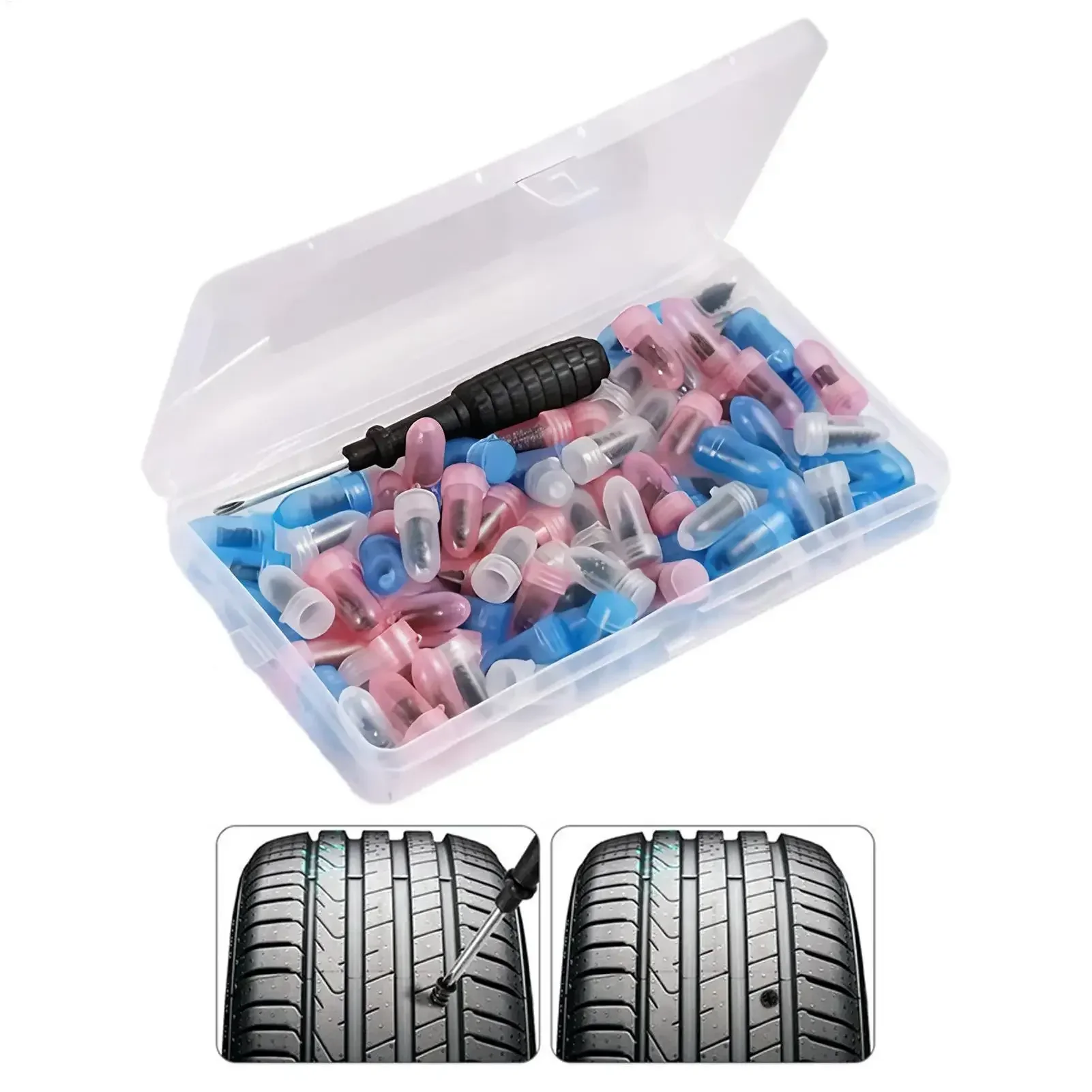 85/22Pcs Tire Repair Screws Car Tire Puncture Tool Kit Screw In Tire Plug With Screwdriver Vacuum Tire Mending Nail Screw Plug
85/22Pcs Tire Repair Screws Car Tire Puncture Tool Kit Screw In Tire Plug With Screwdriver Vacuum Tire Mending Nail Screw Plug