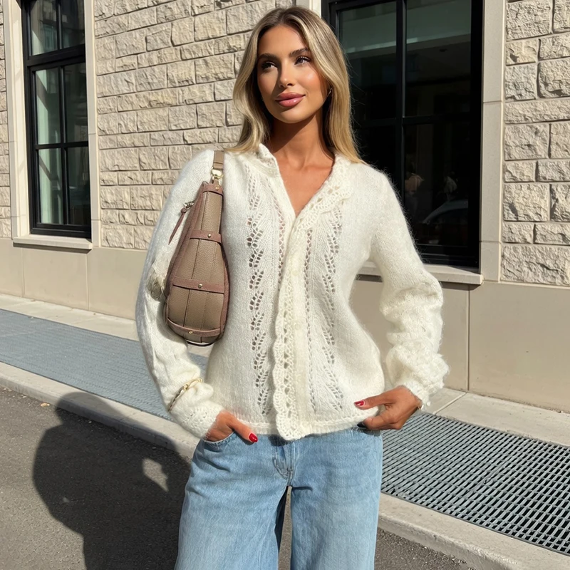 Typhaland Sweater Lace Cardigan Women's Long Sleeve Hollow Knitted Coat 2026 Autumn New Casual Single Breasted Female Cardigan
Typhaland Sweater Lace Cardigan Women's Long Sleeve Hollow Knitted Coat 2026 Autumn New Casual Single Breasted Female Cardigan