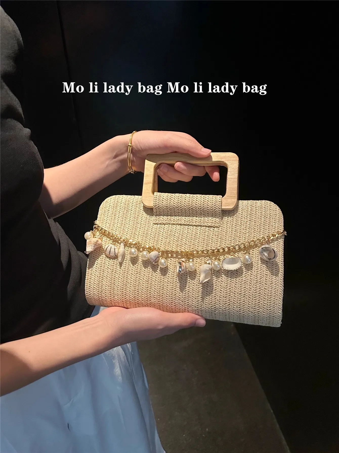 Straw Woven Handmade Square Bag Wooden handheld Tote Bag Women Handbag Fashion Beads Beading Chain Clutch Purse Shoulder Bag
Straw Woven Handmade Square Bag Wooden handheld Tote Bag Women Handbag Fashion Beads Beading Chain Clutch Purse Shoulder Bag