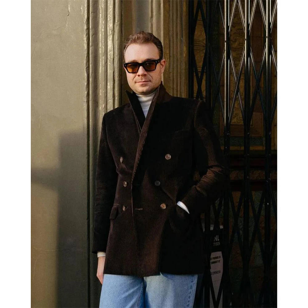 Double Breasted Men's New in Suits Blazers for Men Spring Elegant Corduroy Trench Coat Casual Male Suit Peaked Lapel Jackets
Double Breasted Men's New in Suits Blazers for Men Spring Elegant Corduroy Trench Coat Casual Male Suit Peaked Lapel Jackets