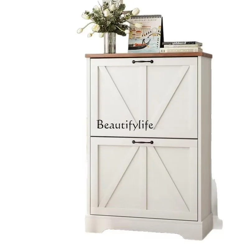 Log retro K-shaped door shoe cabinet living room tipping bucket shoe cabinet against the wall
Log retro K-shaped door shoe cabinet living room tipping bucket shoe cabinet against the wall