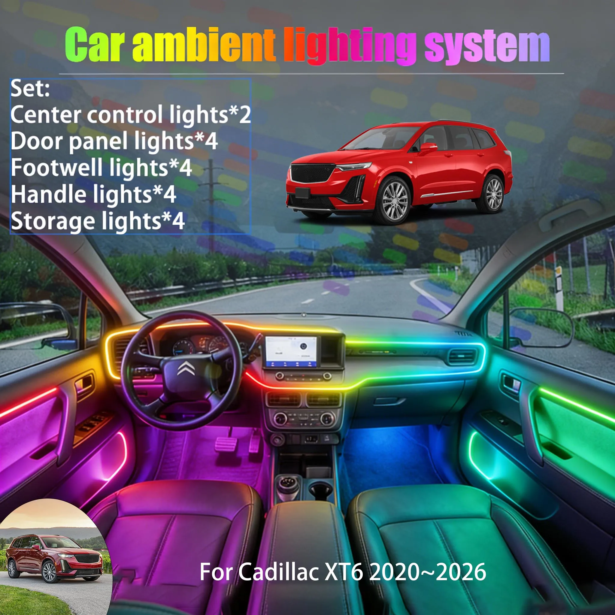 For Cadillac XT6 2020~2026 2/18 in 1 Car ambient lighting Led trunk interior led lights USB RGB Ensemble Streamer Auto Parts
For Cadillac XT6 2020~2026 2/18 in 1 Car ambient lighting Led trunk interior led lights USB RGB Ensemble Streamer Auto Parts