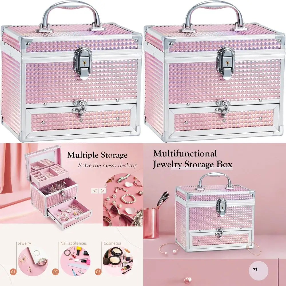 Pink Lockable Jewelry Box with Drawer and Mirror for Little Girls' Accessories
Pink Lockable Jewelry Box with Drawer and Mirror for Little Girls' Accessories