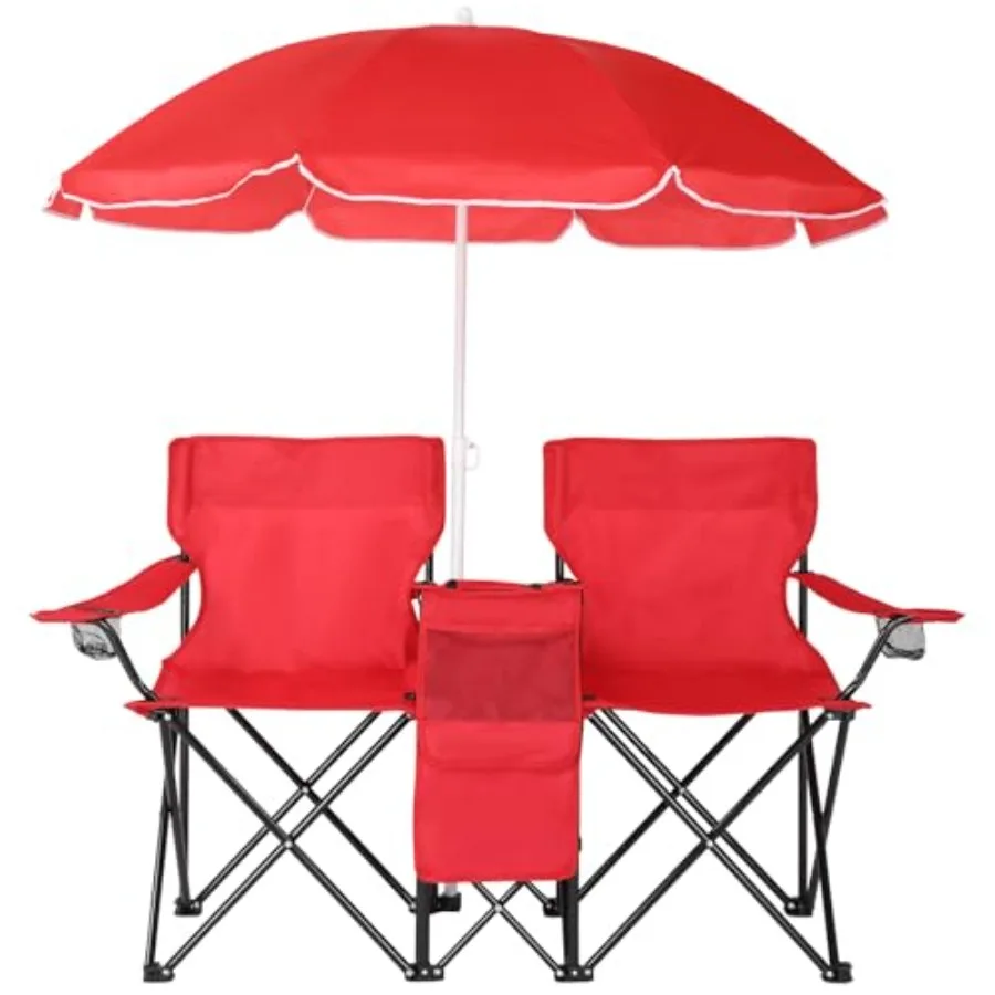 Folding Double Camping Chair w/Umbrella Beverage Holder Carrying Bag Cooler Fold Up Table Large Bearing Capacity for Beach Pati
Folding Double Camping Chair w/Umbrella Beverage Holder Carrying Bag Cooler Fold Up Table Large Bearing Capacity for Beach Pati