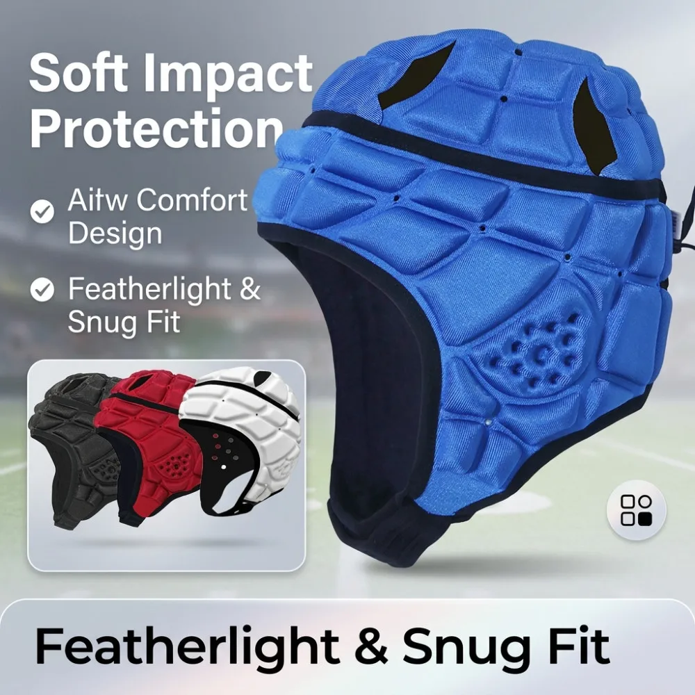 Profession Football Baseball Goalkeeper Sports Helmet Rugby Scrum Cap Head Protector Goalkeeper Hat with Roller Fiber Head
Profession Football Baseball Goalkeeper Sports Helmet Rugby Scrum Cap Head Protector Goalkeeper Hat with Roller Fiber Head