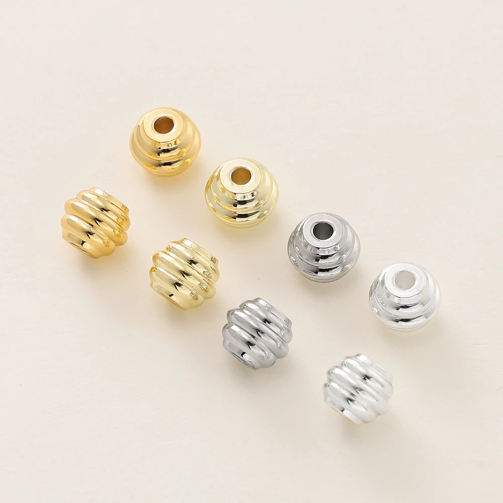 10Pcs/Pack 4*5mm 14/18K Gold Color Plated Striped Beads For Handmade DIY Bracelet Necklace Jewelry Making Accessories
10Pcs/Pack 4*5mm 14/18K Gold Color Plated Striped Beads For Handmade DIY Bracelet Necklace Jewelry Making Accessories