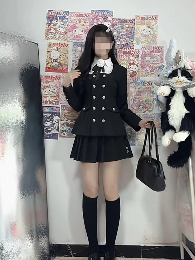 Black Jacket White Shirt Slimming School Uniform Style Women's Fashion Set Three-Piece Suit Japanese Aesthetic Waist-Cinched
Black Jacket White Shirt Slimming School Uniform Style Women's Fashion Set Three-Piece Suit Japanese Aesthetic Waist-Cinched