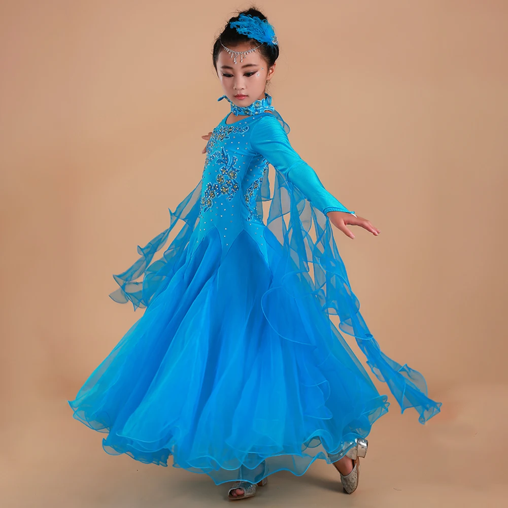 Ballroom Dress Ribbon Dance Dress Standard Children's Dance Long Sleeve Standard Dress Lake Blue Yellow Competition Girl
Ballroom Dress Ribbon Dance Dress Standard Children's Dance Long Sleeve Standard Dress Lake Blue Yellow Competition Girl