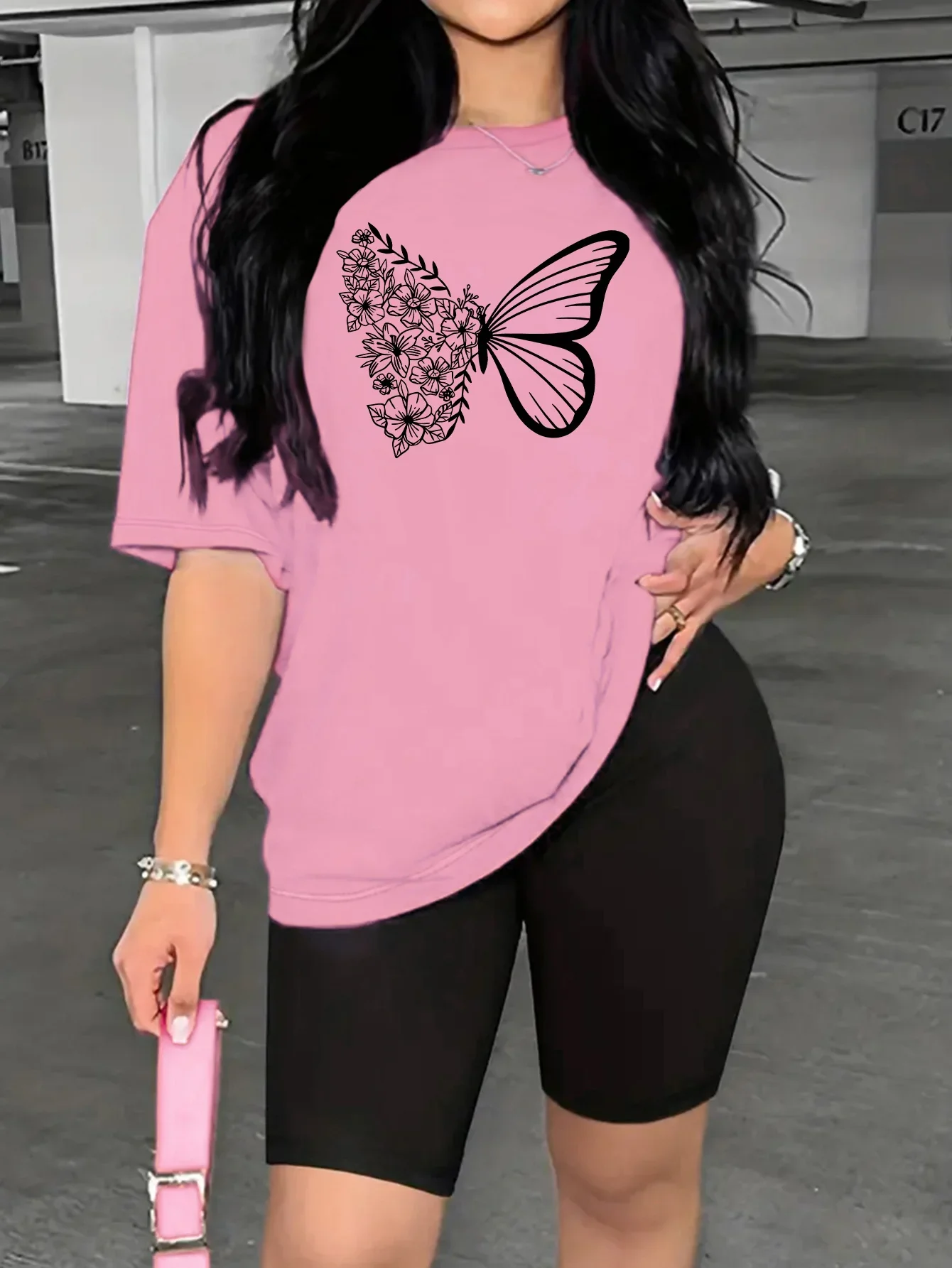 Pop Butterfly Print Two-Piece Set-Short Sleeve Relaxed Fit T-Shirt&High-Waisted Short Leggings-Women's Casual SummerClothing
Pop Butterfly Print Two-Piece Set-Short Sleeve Relaxed Fit T-Shirt&High-Waisted Short Leggings-Women's Casual SummerClothing