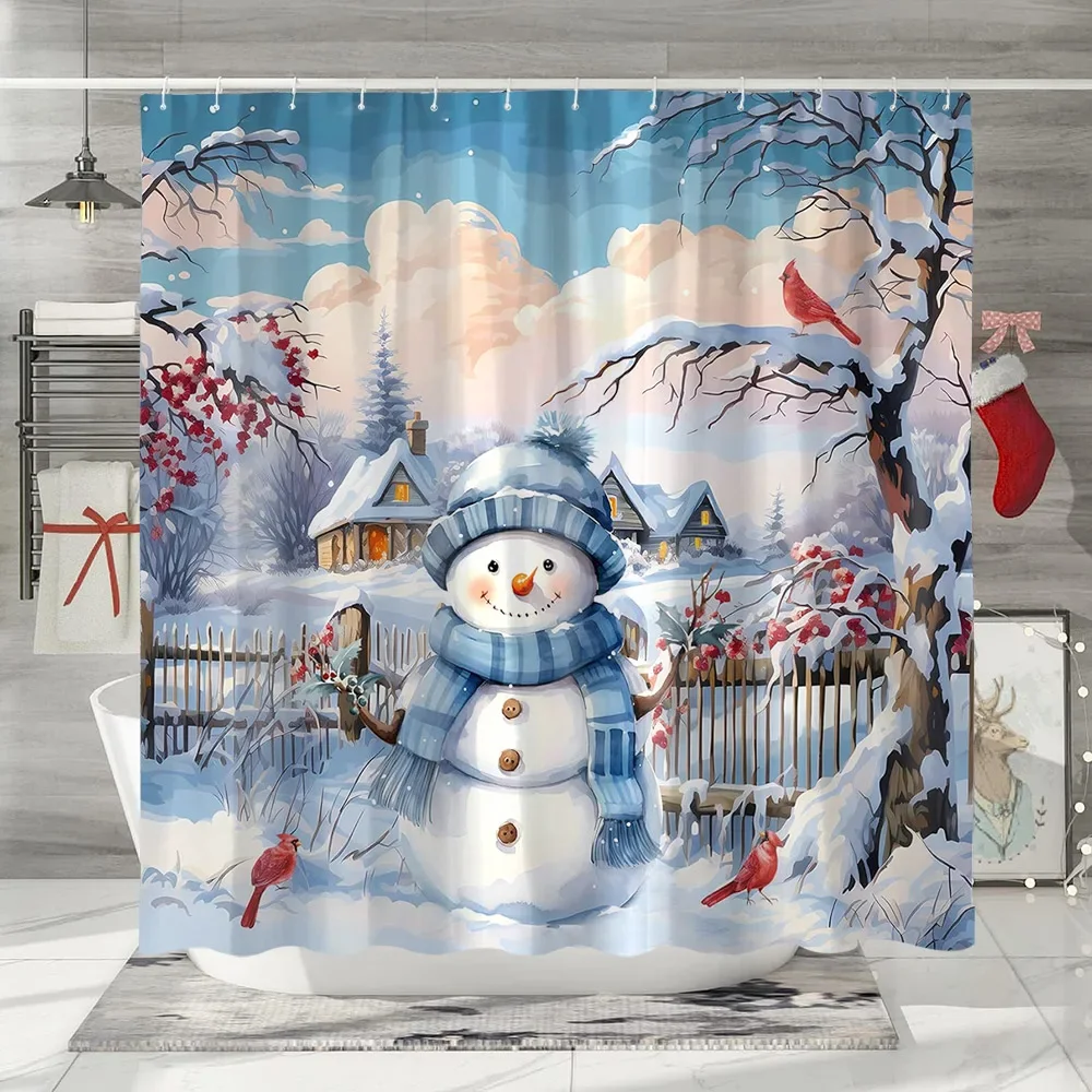 Christmas Shower Curtain Santa Claus Snowman Elf Snowflake Cartoon Winter Rustic Home Polyester Fabric Bathroom Decor Curtains 
Christmas Shower Curtain Santa Claus Snowman Elf Snowflake Cartoon Winter Rustic Home Polyester Fabric Bathroom Decor Curtains