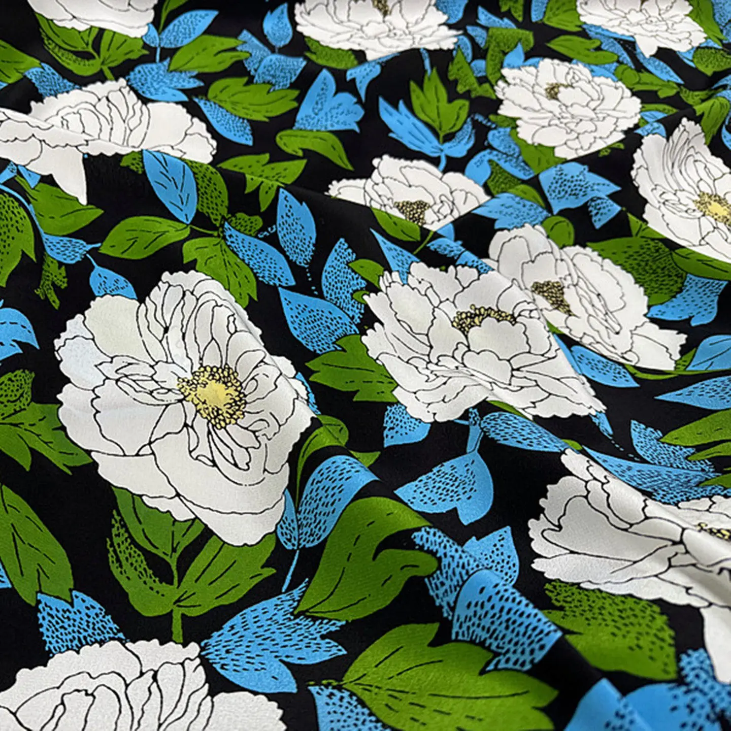 Black Base Green Leaf White Flower Wide Width Silk Crepe De Chine Mulberry Silk for Summer Dress Blouse
Black Base Green Leaf White Flower Wide Width Silk Crepe De Chine Mulberry Silk for Summer Dress Blouse