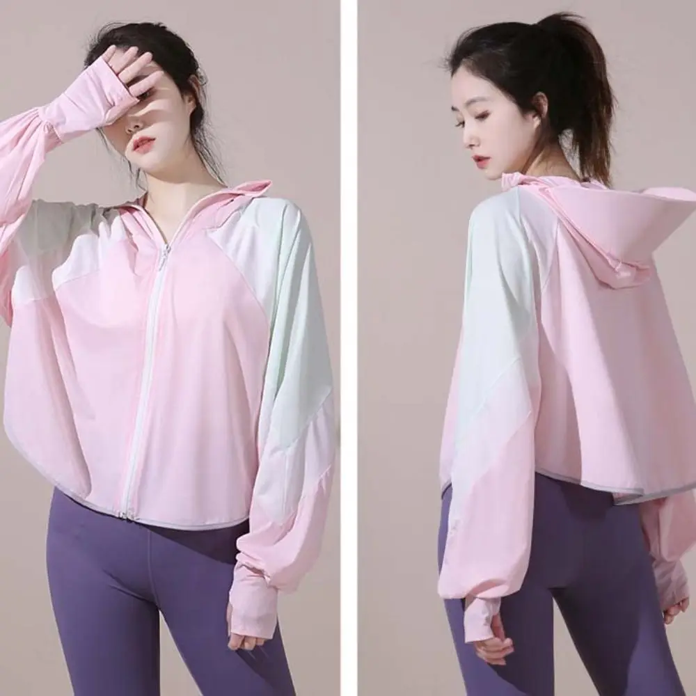 Sweatshirts Sunscreen Clothing Anti UV Patchwork Sunblock Clothing Thin Long-sleeved Hooded Hat Sun-Proof Jacket Women
Sweatshirts Sunscreen Clothing Anti UV Patchwork Sunblock Clothing Thin Long-sleeved Hooded Hat Sun-Proof Jacket Women