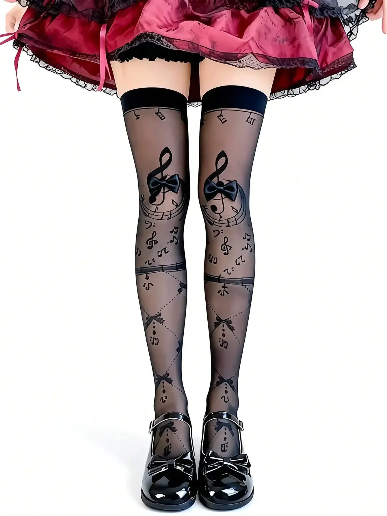 ROMWE Anime 1 Pair Of Lolita Lolita Sweet Bow Music Note Print Stockings Women's Knee Socks
ROMWE Anime 1 Pair Of Lolita Lolita Sweet Bow Music Note Print Stockings Women's Knee Socks