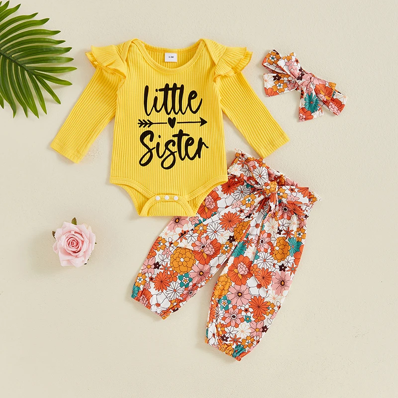 SUNSIOM Baby Girl Fall Outfits Letter Print Crew Neck Long Sleeve Romper Floral Print Long Pants with Headband 3Pcs Clothes Set
SUNSIOM Baby Girl Fall Outfits Letter Print Crew Neck Long Sleeve Romper Floral Print Long Pants with Headband 3Pcs Clothes Set