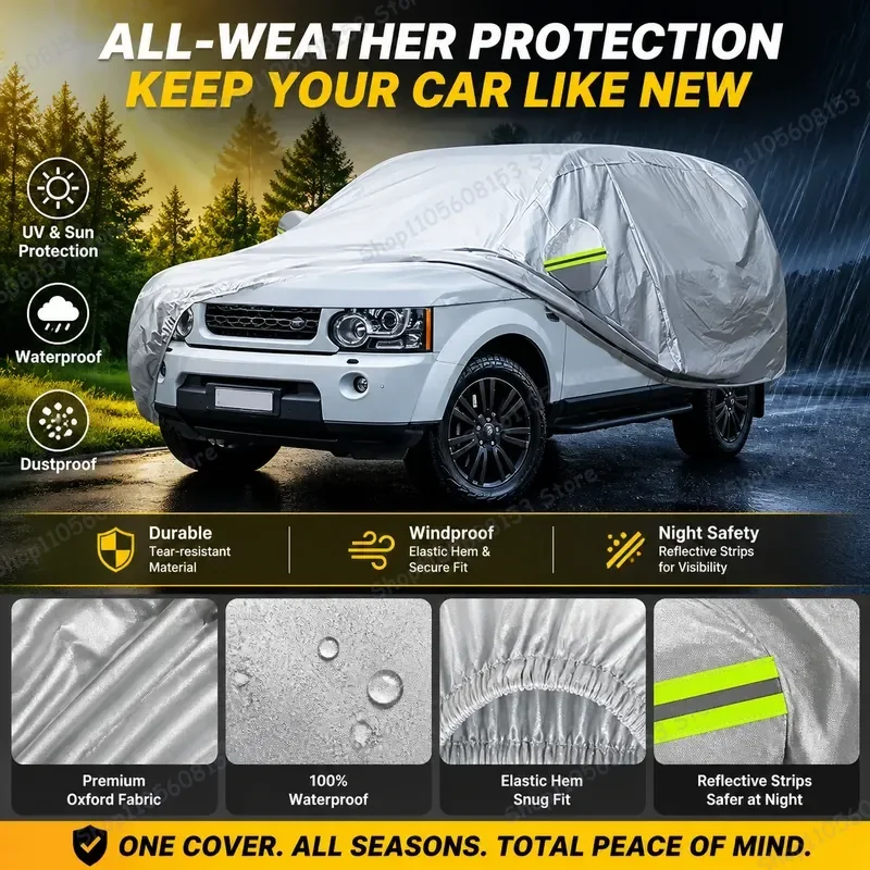 For Land Rover Discovery 1989–2022 Full Coverage Car Cover UV Protection Rain Snow Dust Shield Outdoor All Weather Auto Cover
For Land Rover Discovery 1989–2022 Full Coverage Car Cover UV Protection Rain Snow Dust Shield Outdoor All Weather Auto Cover