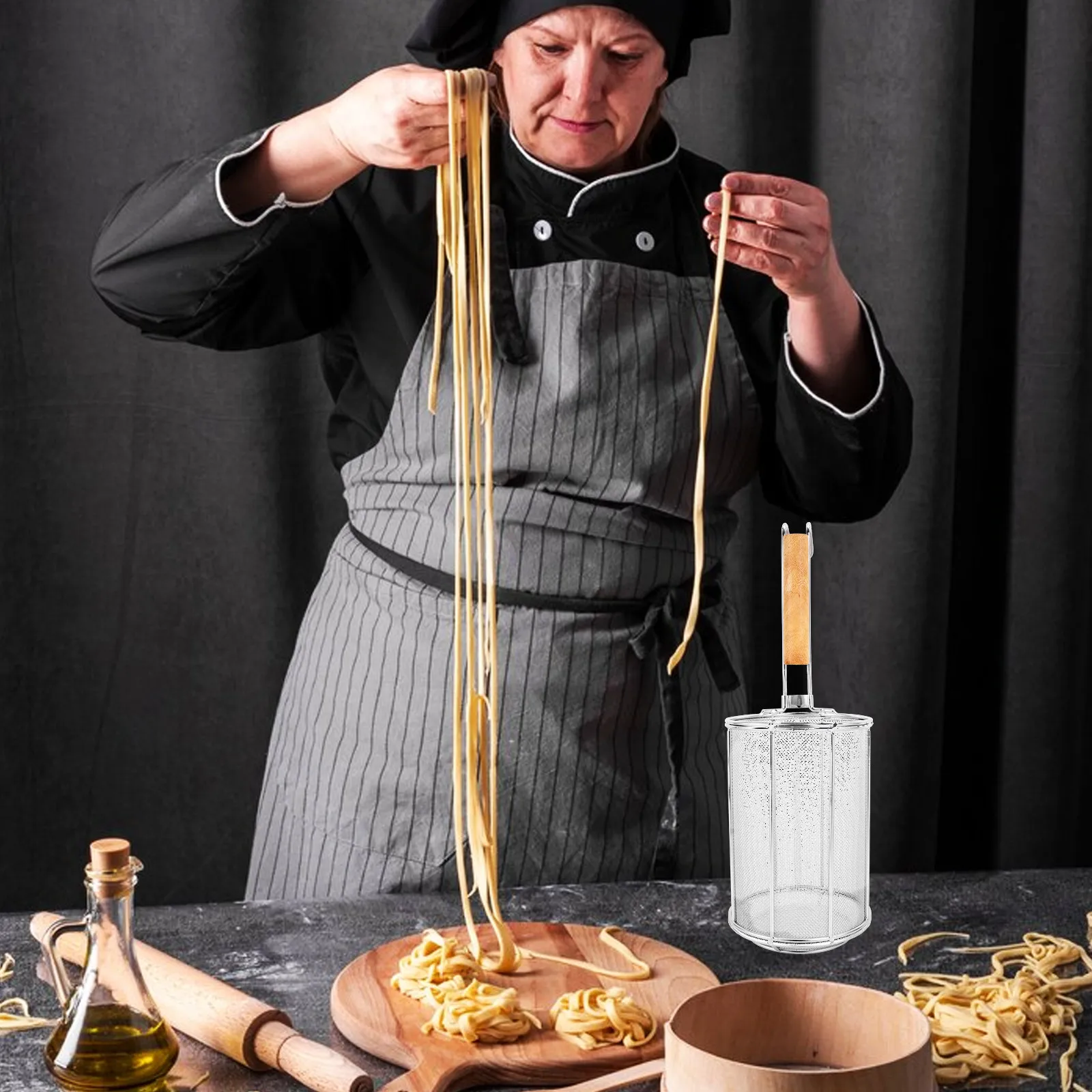 Spaghetti Strainer Spoon Stainless Steel Pasta Noodle Strainer Wood Handle Comfortable Handle Kitchen Colander Hot Pot Filter
Spaghetti Strainer Spoon Stainless Steel Pasta Noodle Strainer Wood Handle Comfortable Handle Kitchen Colander Hot Pot Filter