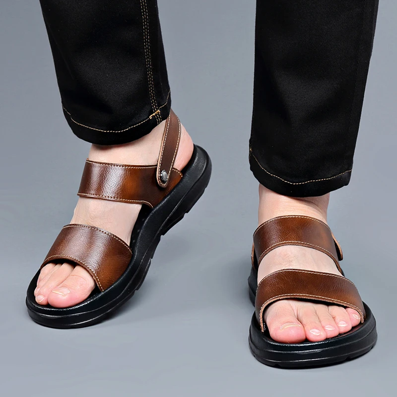 Летние мужские удобные сандалии на мягкой подошве с открытым носком, модные уличные мужские пляжные туфли с дышащими рукавами и нескользящей толстой подошвой 
Летние мужские удобные сандалии на мягкой подошве с открытым носком, модные уличные мужские пляжные туфли с дышащими рукавами и нескользящей толстой подошвой