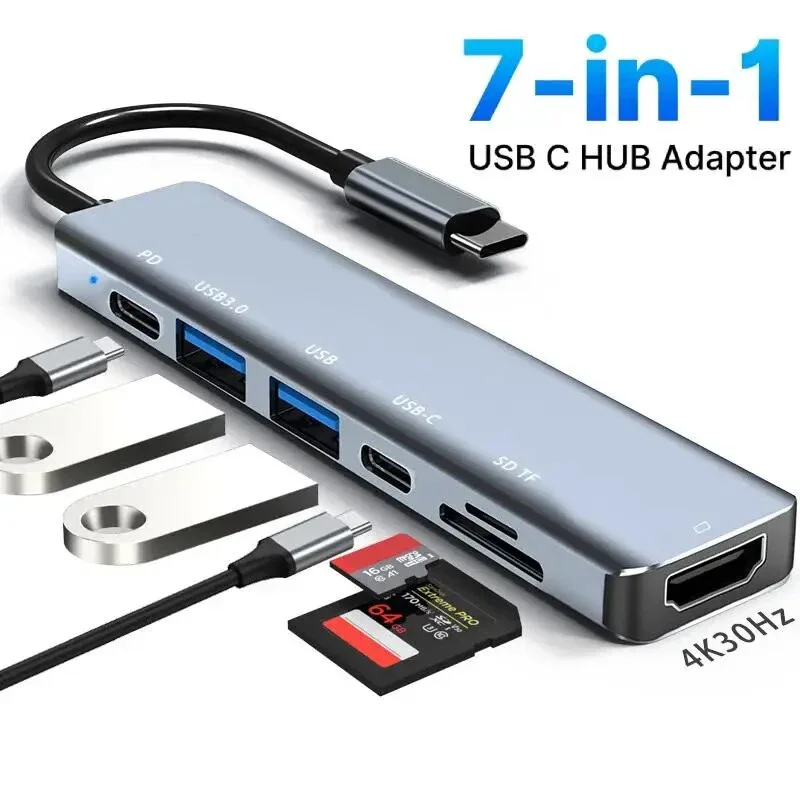 Адаптер-концентратор USB C 7 в 1, совместимый с 4K HDMI, устройство чтения карт SD TF, USB 3.0 2.0 Type C PD, зарядка для ноутбуков MacBook Pro
Адаптер-концентратор USB C 7 в 1, совместимый с 4K HDMI, устройство чтения карт SD TF, USB 3.0 2.0 Type C PD, зарядка для ноутбуков MacBook Pro