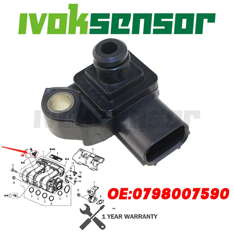 079800-7590 37830-RNA-A01 MAP Sensor Intake Air Pressure For Honda Accord Civic Fit HR-V HRV Odyssey Pilot Element 2.8 2.4 3.5
079800-7590 37830-RNA-A01 MAP Sensor Intake Air Pressure For Honda Accord Civic Fit HR-V HRV Odyssey Pilot Element 2.8 2.4 3.5