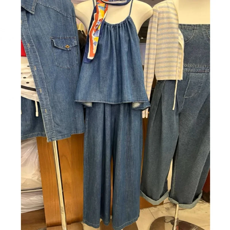South Korea Chic Summer Retro Easy Matching Drawstring Halter Imitation Vest Top + High Waist Wide Leg Trousers Suit
South Korea Chic Summer Retro Easy Matching Drawstring Halter Imitation Vest Top + High Waist Wide Leg Trousers Suit